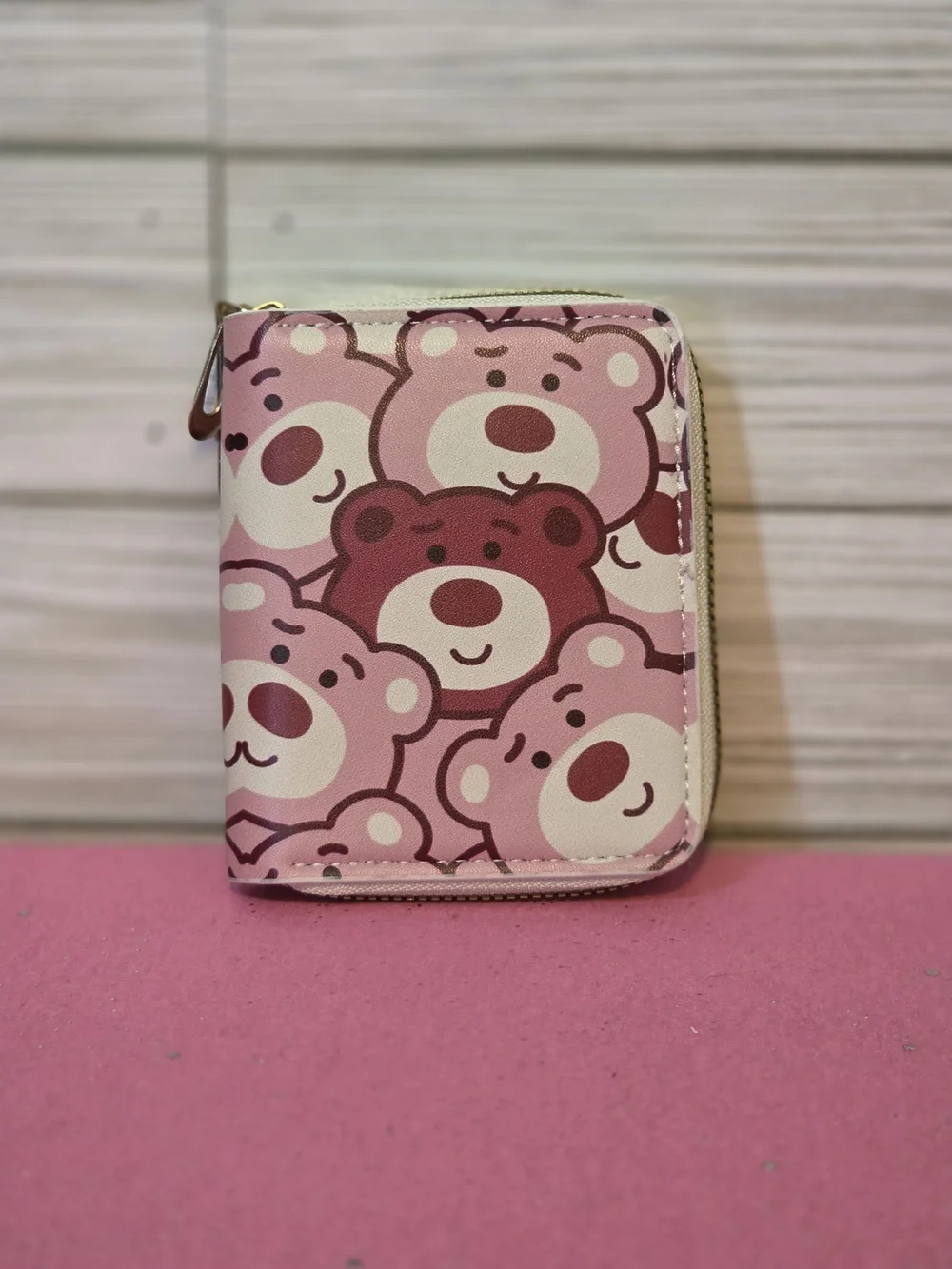 Strawberry Bear Small Zip Up Wallet